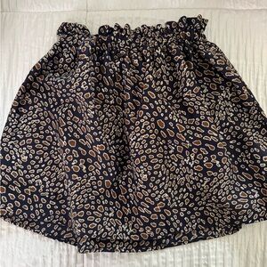 Tyche Navy Blue Animal Print Skater Skirt with Tan Spots